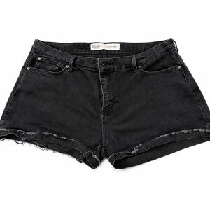 Levi Strauss Signature High Rise Black Denim Shorts Size 20 Distressed